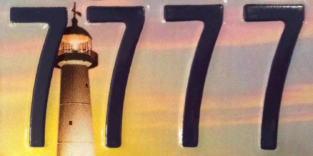 Quadruple 7 digit #7777 license Plate repeating Number Triple 777