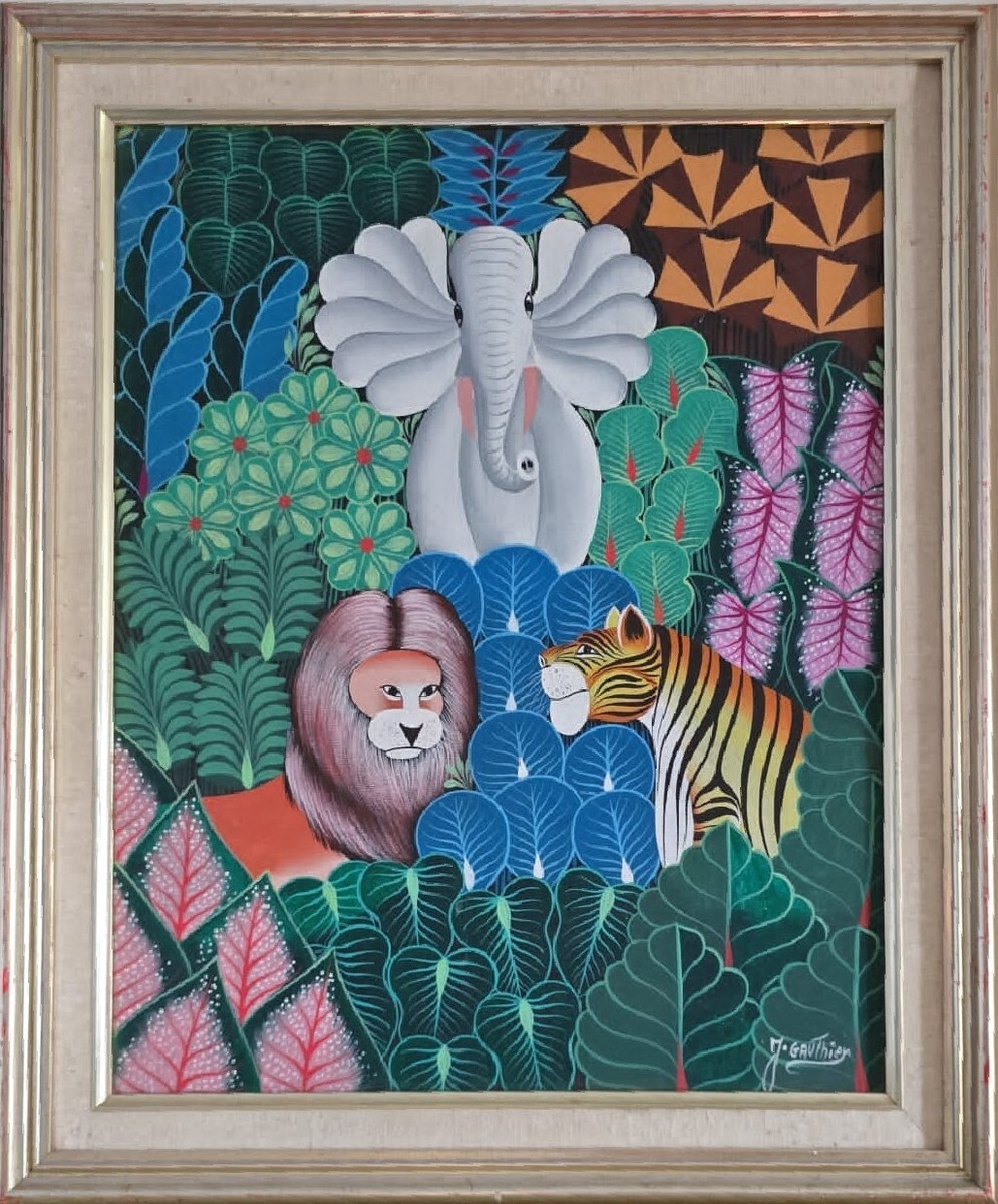 VINTAGE GENUINE HAITIAN ART FAMOUS JOEL GAUTHIER 