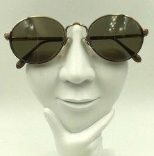 Vintage University Client Gold Metal Oval Sunglasses Eyeglasses Frames Italy