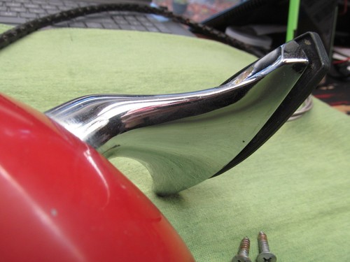 1971 AMC Javelin SST LH Remote Mirror Assembly - Complete - Red & Chrome - Picture 5 of 24