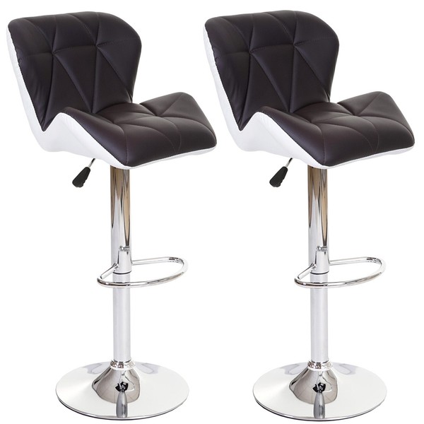 2Er-Set Barhocker MCW-A92, Barstuhl Tresenhocker, Kunstleder Braun-image