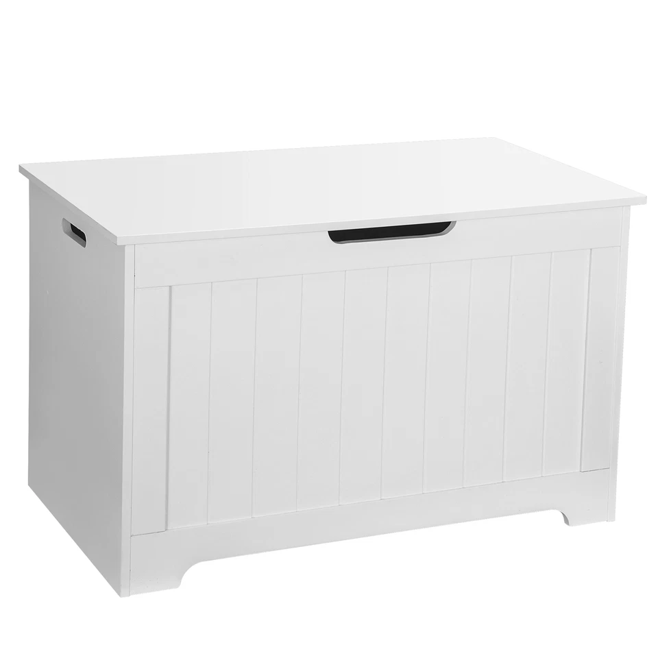 Белый сундук для хранения с 2 петлями безопасности ручки магазин книг детские игрушки обувь - Изображение 2 из 4