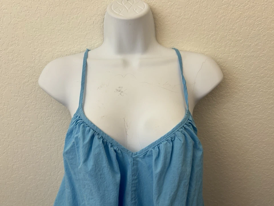 Top sin mangas con correa de espagueti H&M talla S túnica azul cuello en V corbata para el hombro Y1 Foto 2 de 3