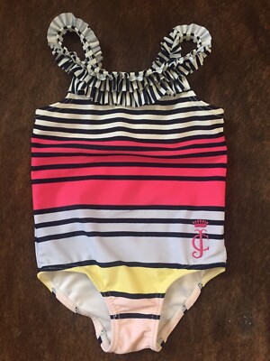 JUICY COUTURE Striped One Piece Red White Yellow Girls