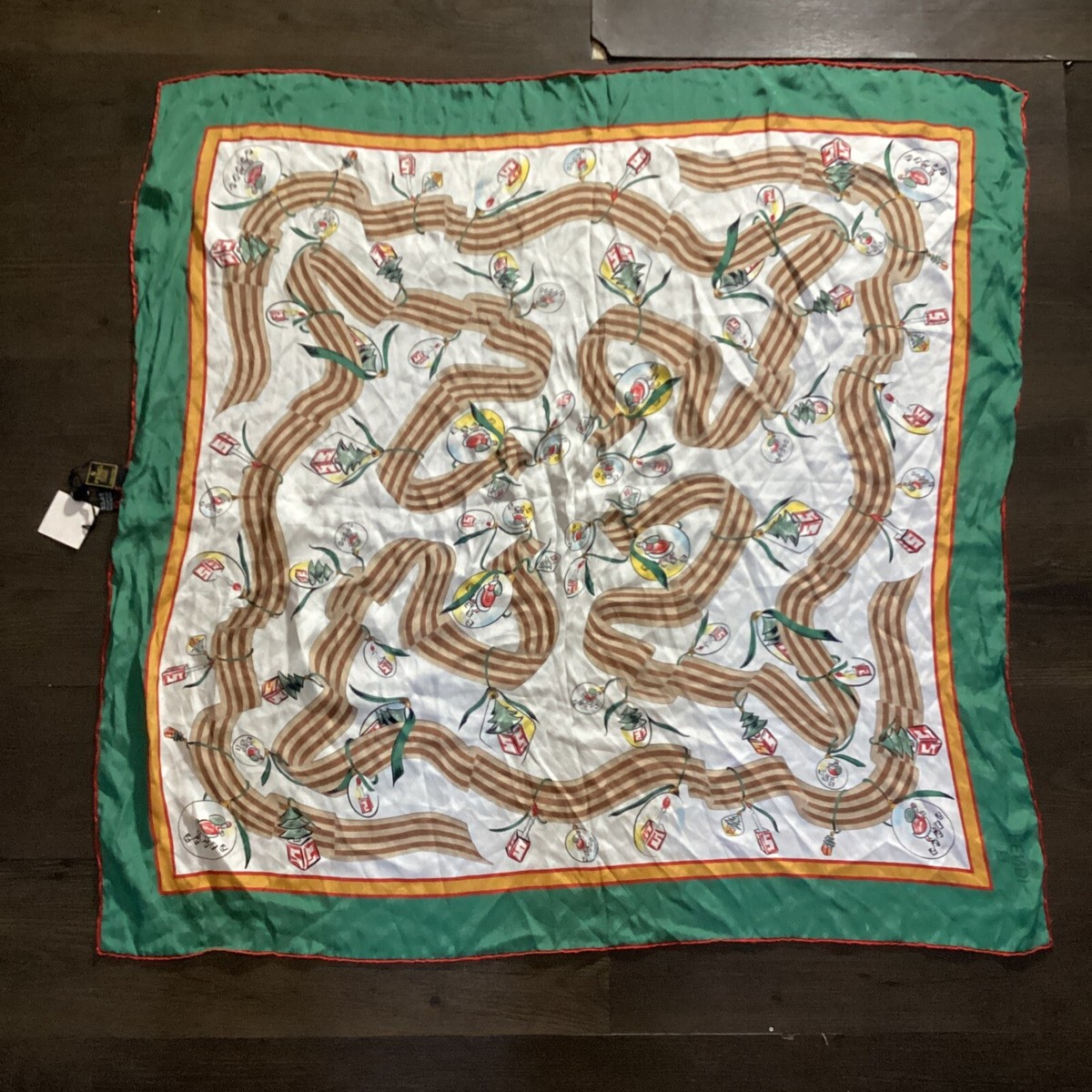 vintage FENDI silk scarf Bamboo Floral print in peach orange