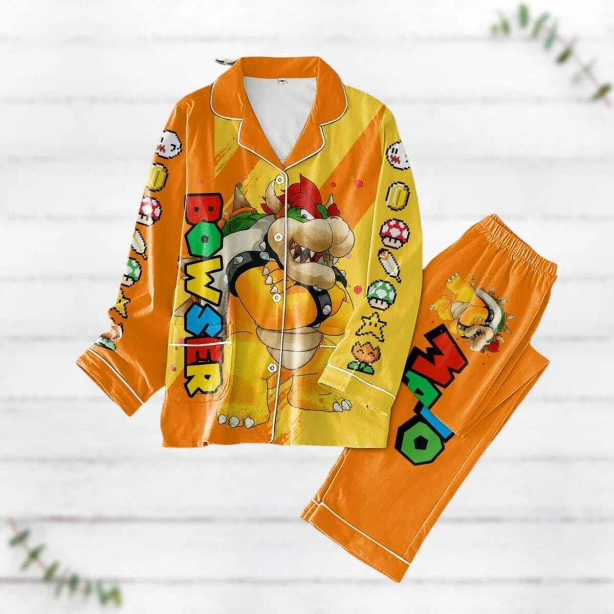 Browser Pajamas Set, Video Game Shirt, Browser Cosplay Costume, Super Mario