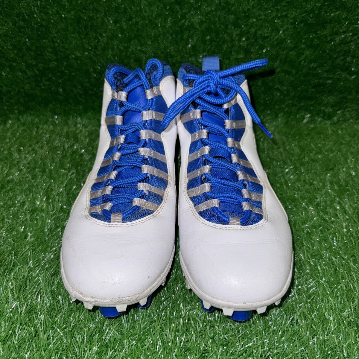 Size 8 Nike Air Jordan 10 TD Low Football Cleats White/Royal Blue CQ2072-104 Amazon.com | Jordan 1 Mid TD Men main image 4