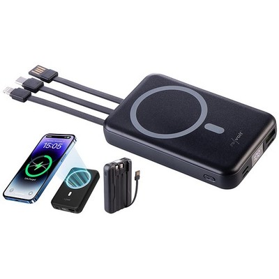 revolt Magnetische Powerbank 10.000 mAh, für Qi & MagSafe, PD, QC, 22,5 W