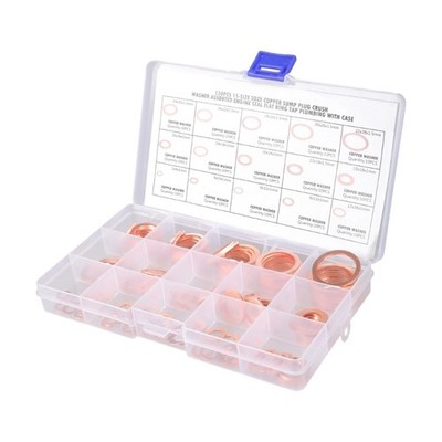 150Pcs Flat Adapter Copper Washer Sealing Gasket Assortment Car Engine Washer