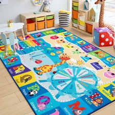 Educational Kid Area Rug for Playroom, 7x10 Feet TPR Non Slip Classroom Carpe...