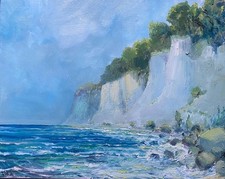 Tobias Nicklitzsch *1982 Ölgemälde Berlin Rügen  Ostsee Kreidefelsen Strand sign