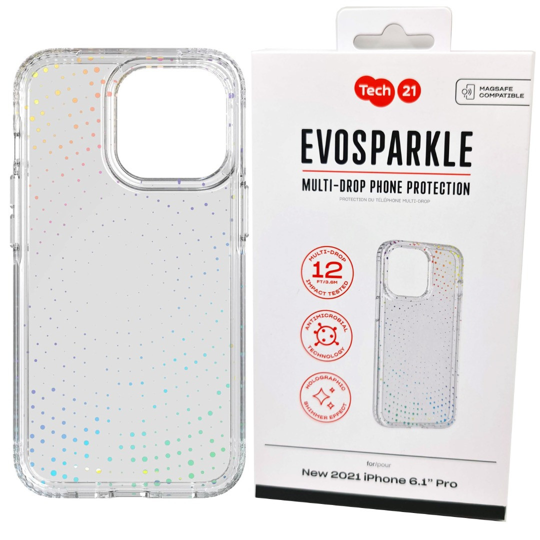Tech21 Case For iPhone 13 Pro Evo Sparkle Shimmer Drop Protection Cover Radiant