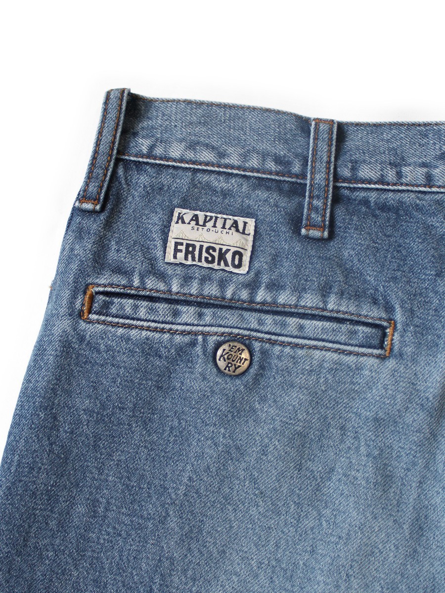 KAPITAL 14oz denim 5P Frisco flare with center pleats K2509LP042