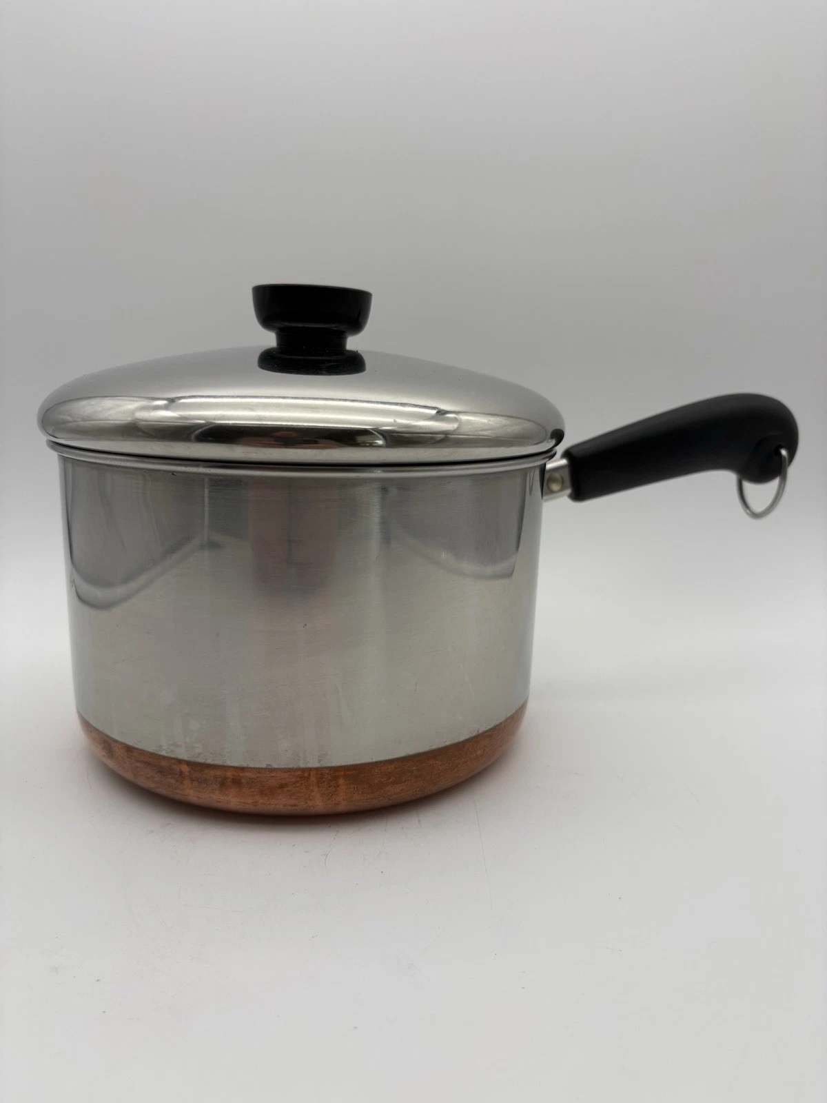 Vintage Revere Ware 3 qt Sauce Pan, Copper Bottom, Stainless Steel, With Lid, 85