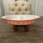 Vintage Pyrex 1.5 QT Pink Daisy Casserole Divided Baking Dish w Handles NO LID