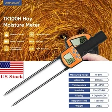 Portable Hay Bale Moisture Tester with Probe, LED Moisture Temperature Detector
