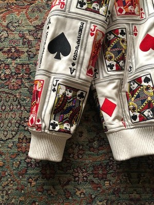 Supreme Leather Hooded Court Card Cards Jacket Embroidered Size