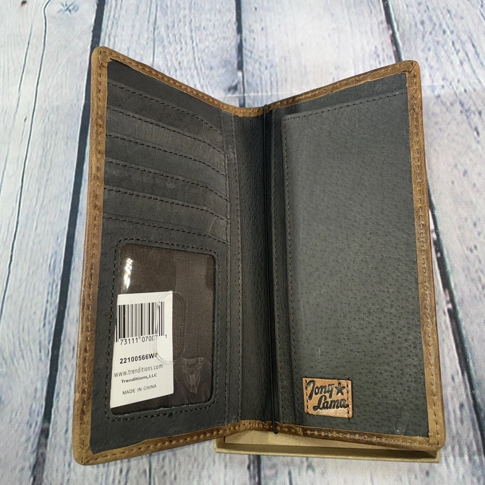 Tony Lama Western Hombres Rodeo Cartera Cuero Marrón Hornback Repujado 22100566W4 Foto 3 de 4