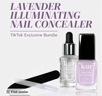 KUR~Londontown~Lavender Illuminating Nail Concealer Kit Drying Oil 