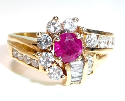 Ring 585 Gold 0.86ct Diamanten 0.30ct Rubin Gr 58 / 18,4 mm änderbar 6,2g - Bild 1 von 4