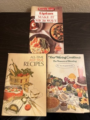 VINTAGE Set Of 3 Cookbook:All Time Recipes, Lipton Make It Microwave Your Eating