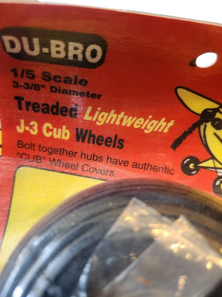 Du-Bro 1/5 Scale 3 3/8" Treaded Lightweight JS-Cub Wheels 338TLC RC Plane Balsa - Image 2 of 4