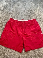 AFTCO Short Men 46 Red Nylon Bluewater Performance Fishing Cargo Vtg Made In USA