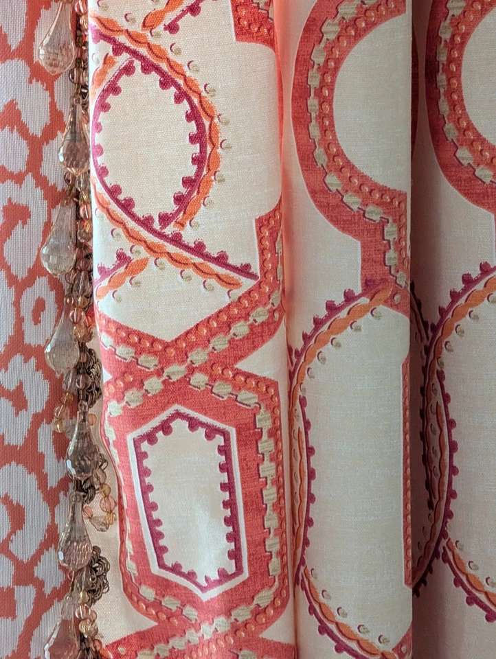 Cortinas personalizadas 4 paneles cada uno mide 60" X 88" pellizco pliegue + forrado + borde de cuentas Foto 4 de 4