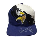 Vintage Minnesota Vikings 90s NFL Logo Athletic Splash Snapback Hat Autographed