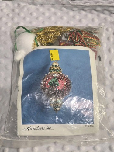 Vintage Herrshners Craft Sequin Bead Ornament Kit  Makes Christmas Teardrop Tree