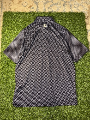 Camisa FootJoy Para Hombres S Calce Atlético Golf Polo Manga Corta Azul Estampado FJ - Imagen 5 de 5
