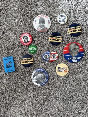 Lot Of 12 Vintage Polital Pins Presidential Mayorial Election 
