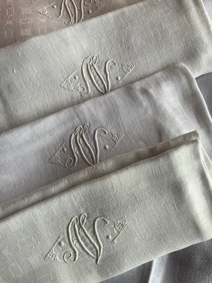 lot de 10 serviettes de table monogramme - Photo 2/4
