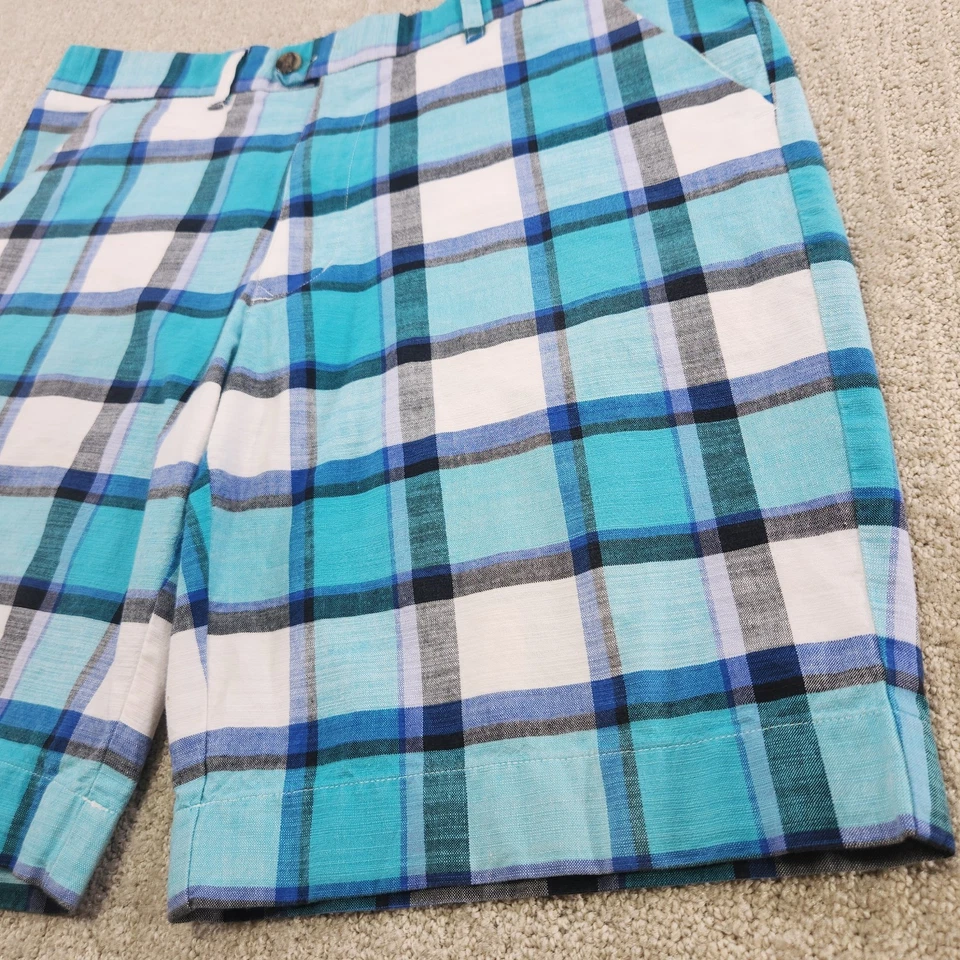 Loudmouth Golf Shorts Mens 36 Blue Plaid Windowpane Stretch Chino Preppy - Image 3 of 4