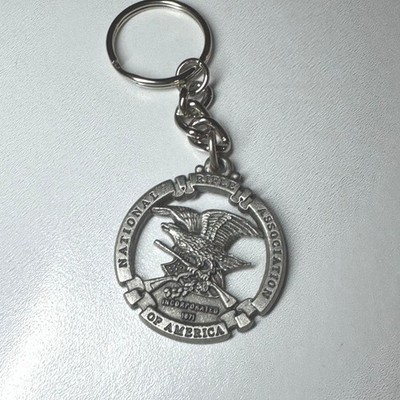 National Rifle Association NRA Keychain Eagle Silver Tone Incorporated 1871