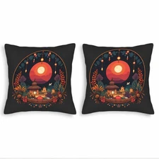 Set of 2 18x18in Throw Pillow Covers - Serene Night Scene 