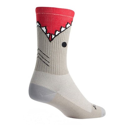 SockGuy, Bite Me, Crew Sock, Sporty and Stylish, 6 Inches - Small, Gray 