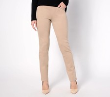 Belle by Kim Gravel Tall Perfect Ponte Straight Leg Pants Silver Mink 2 New