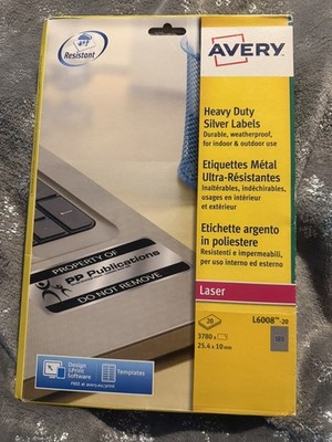 Avery Etiketten L6008-20 Schwerlast langlebig Silber 189/Blatt, 20 SHT/Pk 3780 insgesamt