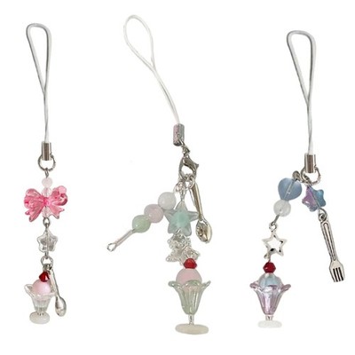 Delightful Ice Cream Keyring Charm Bead Pendant for Keychain or Bag Decorations