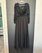Abendkleid lang Schwarz XL, Langarm mit Spitz...