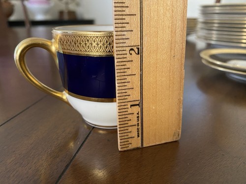 Lenox Bailey Banks & Riddle Cobalt Blue/Gold Demitasse Cup & Saucer 3 Pcs Rare - Picture 14 of 15