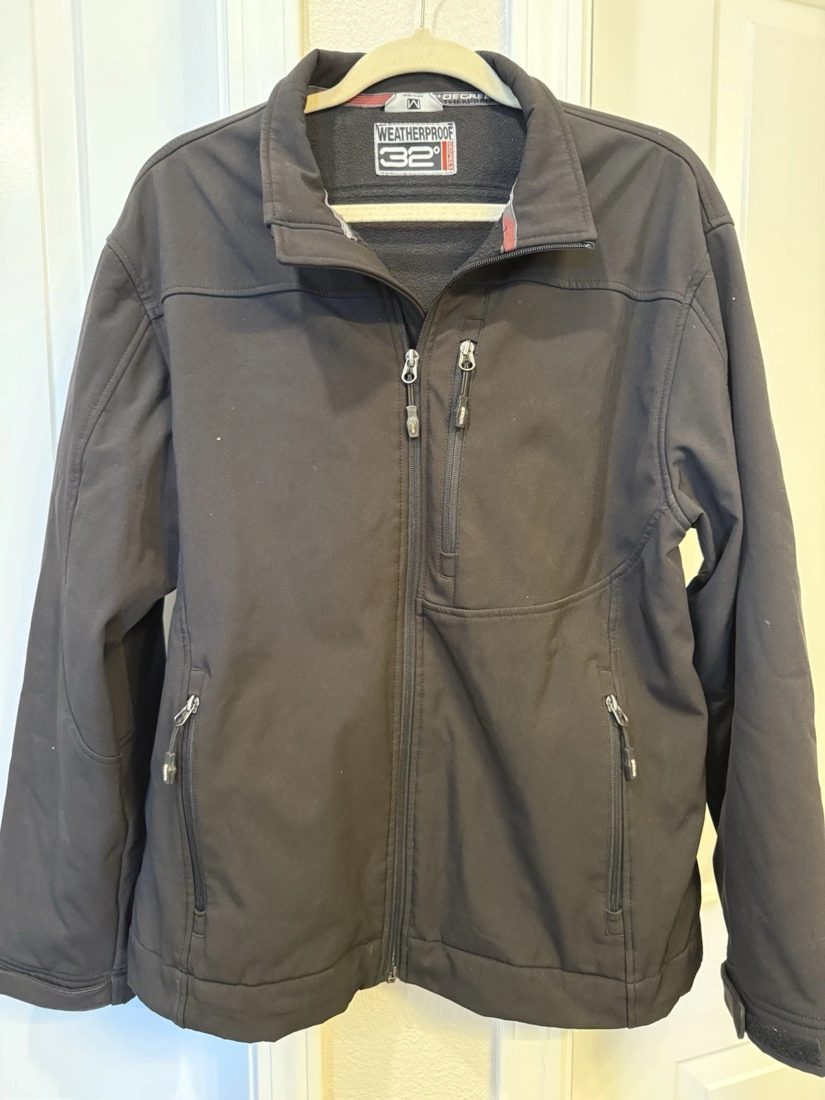 32 Degrees Weatherproof Unisex Waterproof Rain Jacket, Black, Sz M Fleece Lined