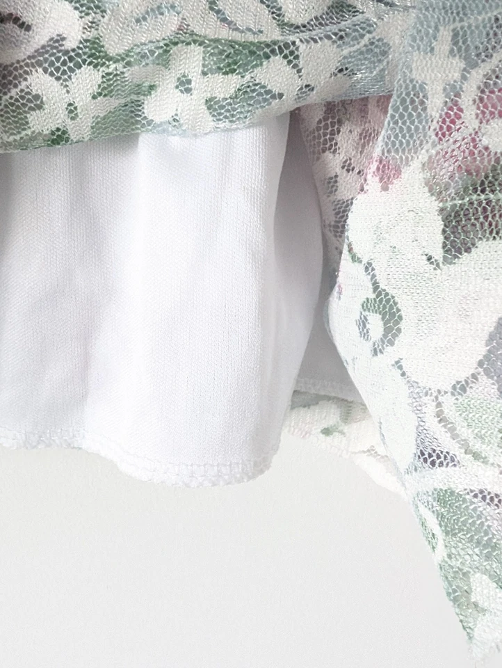 Top Quiz Tirantes Correas Ajustables Línea Encaje Sobre Floral Verde Rosa Talla 8 Foto 4 de 4