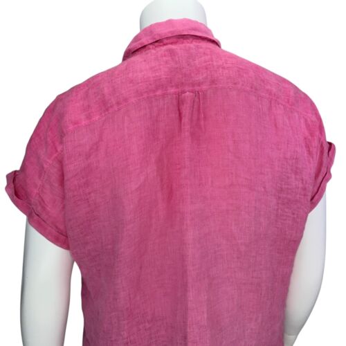 Tommy Bahama Womens Sea Spray Short-Sleeve Linen Shirt Pink Sun Washed Size XL - Picture 8 of 13