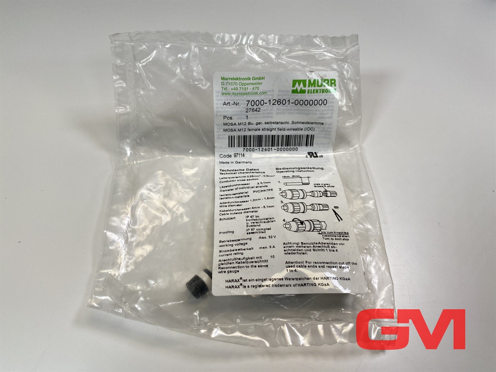 Murrelektronik Socket 7000-12601-0000000 Female Connection MOSA M12 Straight