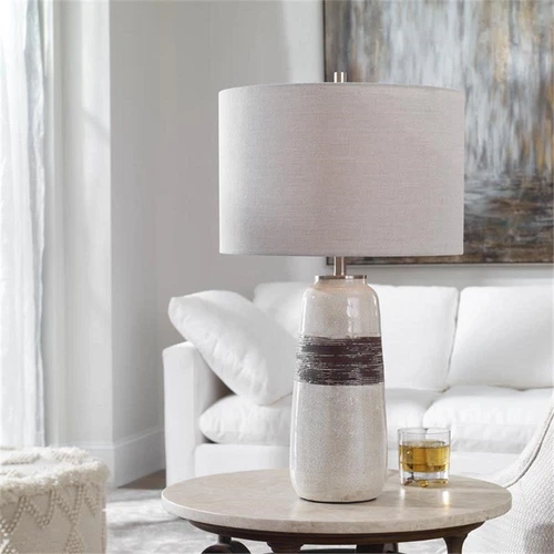 Uttermost Comanche Transitional Ceramic and Steel Table Lamp in White - Picture 1 of 10