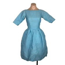 Vtg 50s 60s Dress Lorrie Deb San Francisco Blue Bubble Union MADE Party Puffy