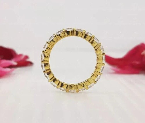 1.50 Ct Lab Created Diamond Round Eternity Wedding Band 14K Yellow Gold Plated - 第 4/11 張圖片