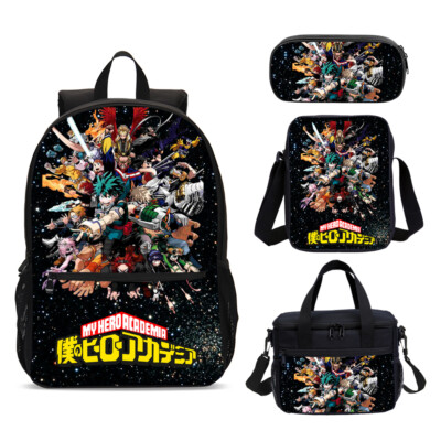 My Hero Academia Anime Deku Kids School Backpack Insulated Lunch Bag Pen Bag Lot